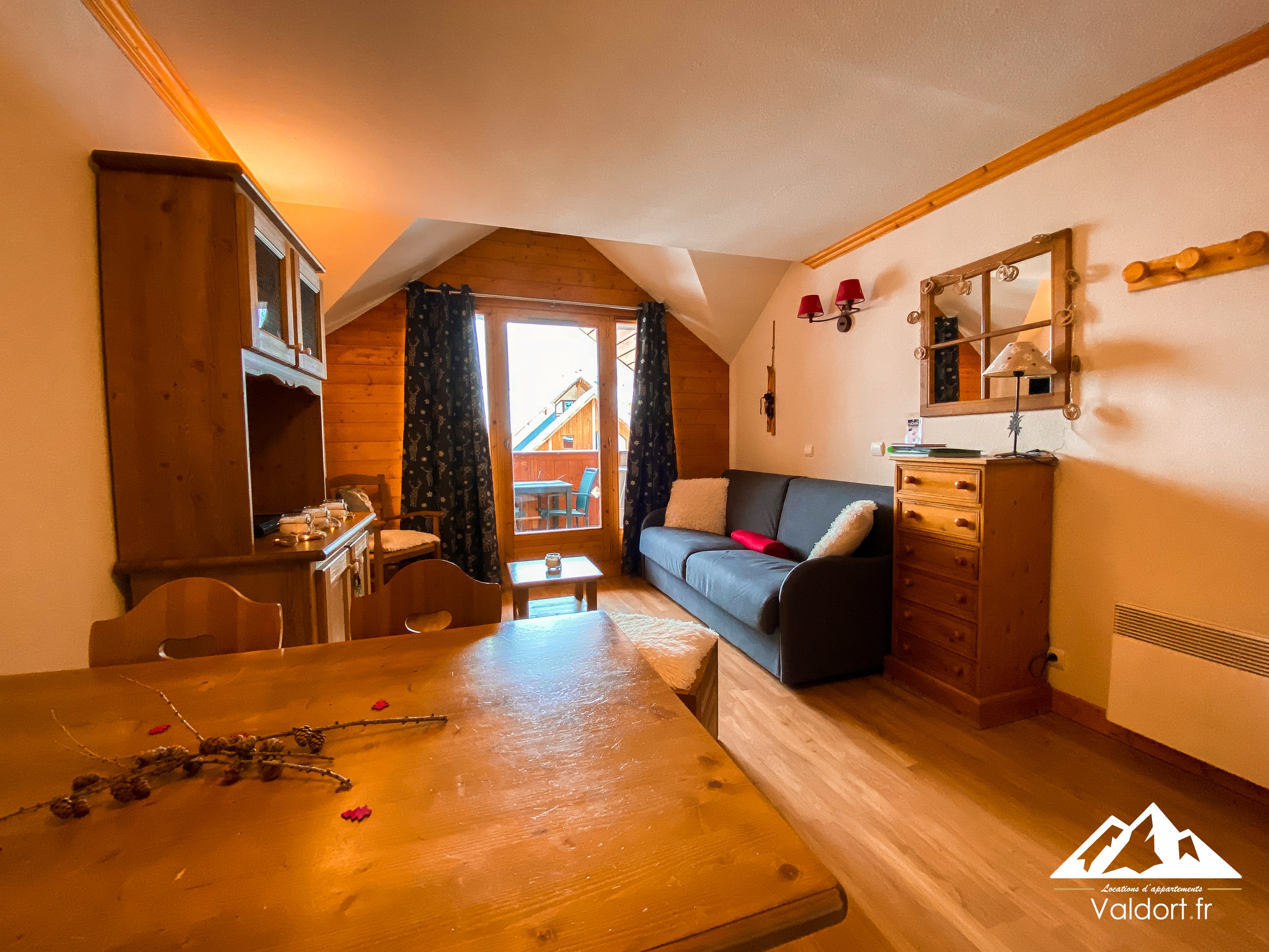 Séjour de l'appartement à Valloire